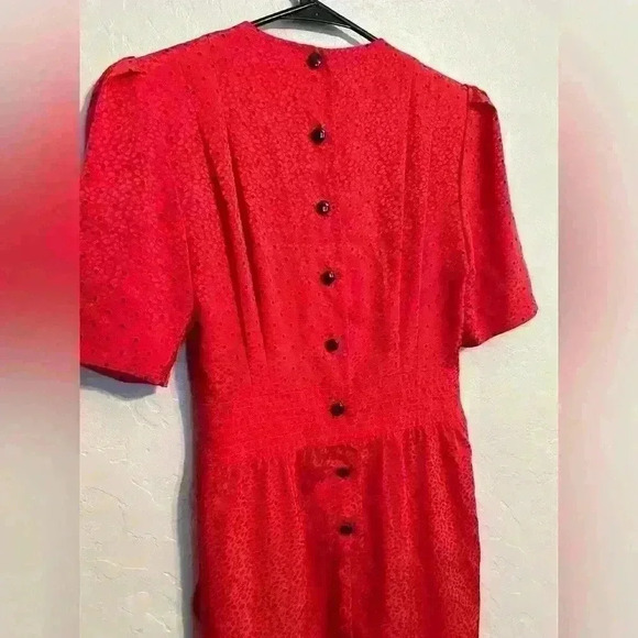 Vintage 70s 80s Liz Claiborne Red Button Back Polka Dot Dress Size 4 - Picture 1 of 8
